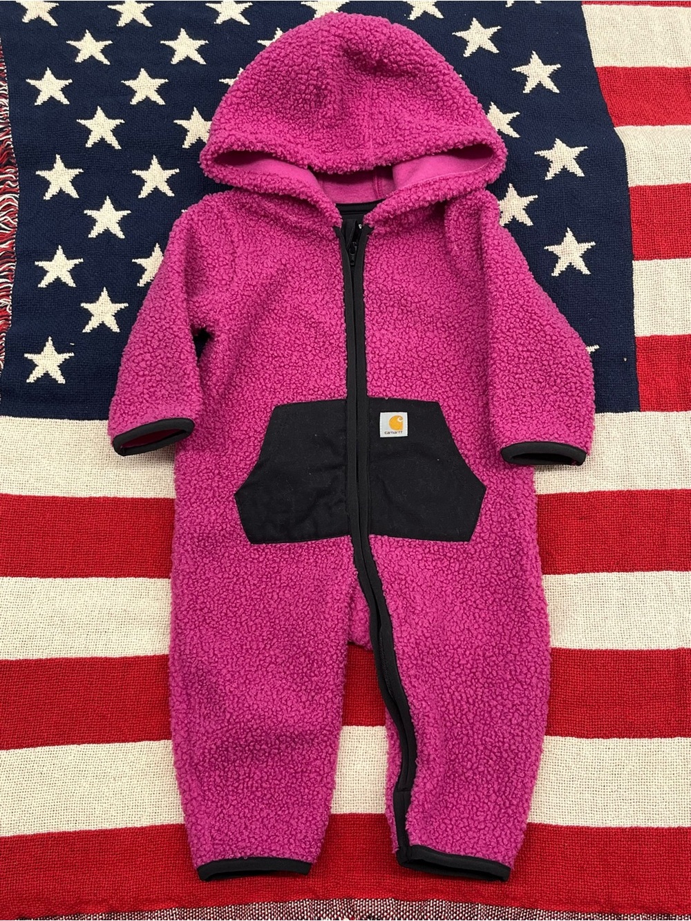 Carhartt Kids' Magenta Hooded Sherpa One-Piece Size 6 Months